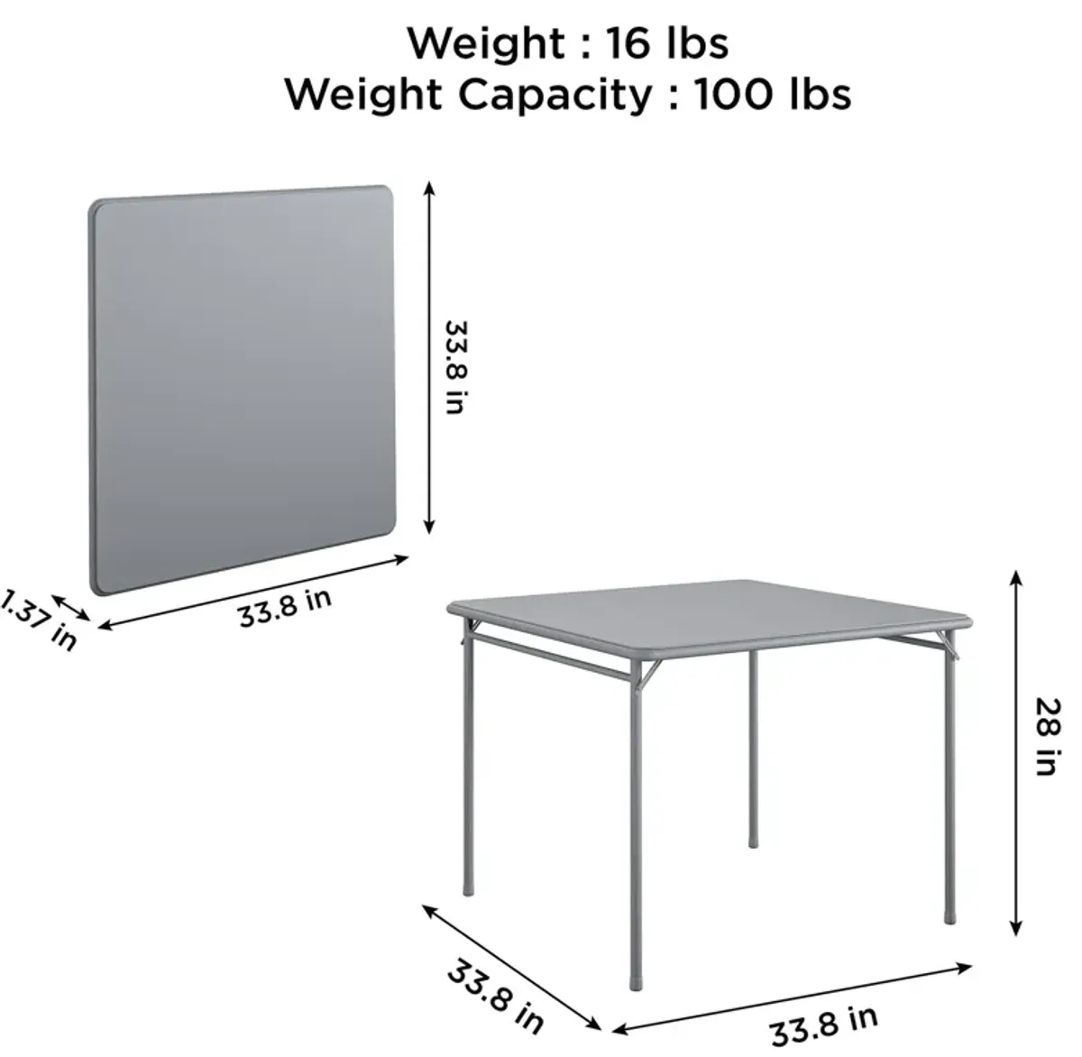 34" Square Vinyl Tabletop Folding Table