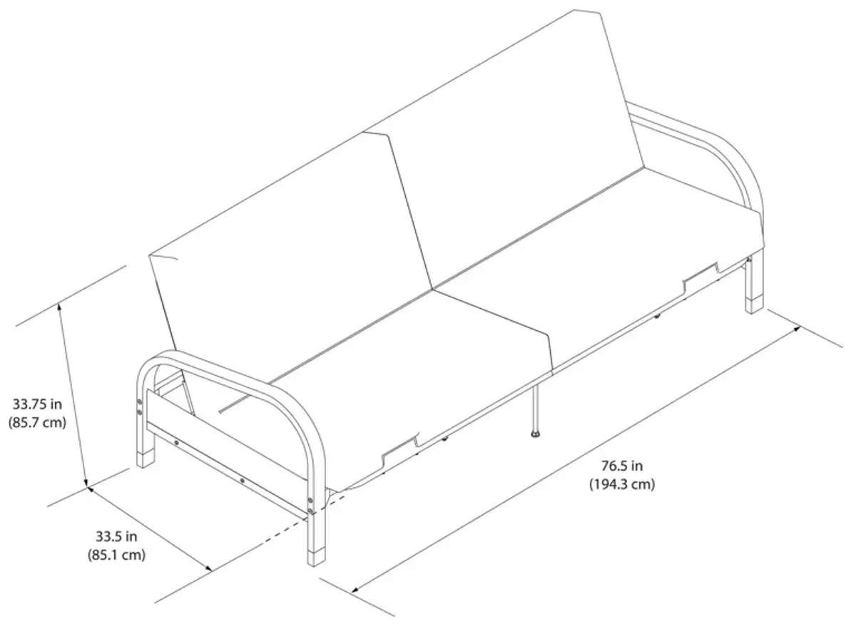 Millie Convertible Metal Frame Futon Sofa with Coil Mattress