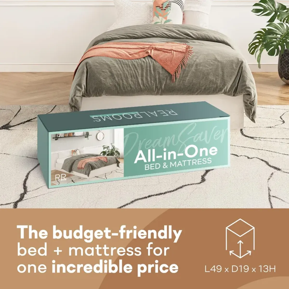 DreamSaver Platform Bed Frame with 6 Inch Mattress Included