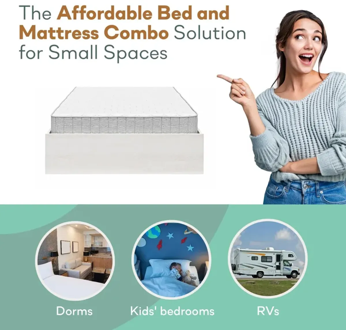 DreamSaver Platform Bed Frame with 6 Inch Mattress Included