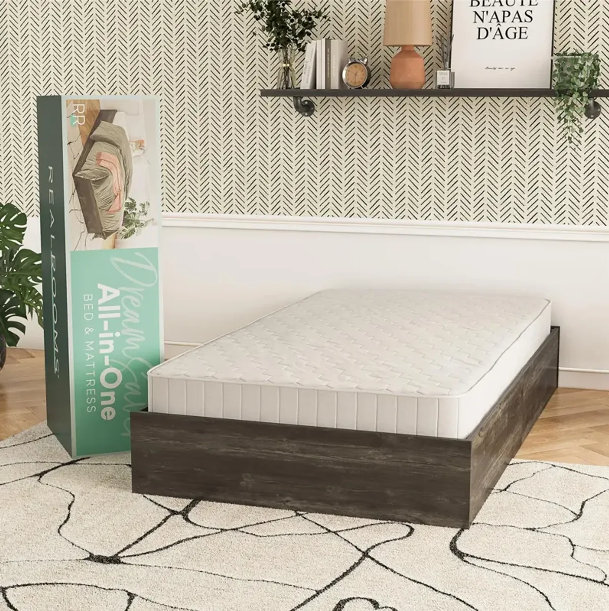 DreamSaver Platform Bed Frame with 6 Inch Mattress Included