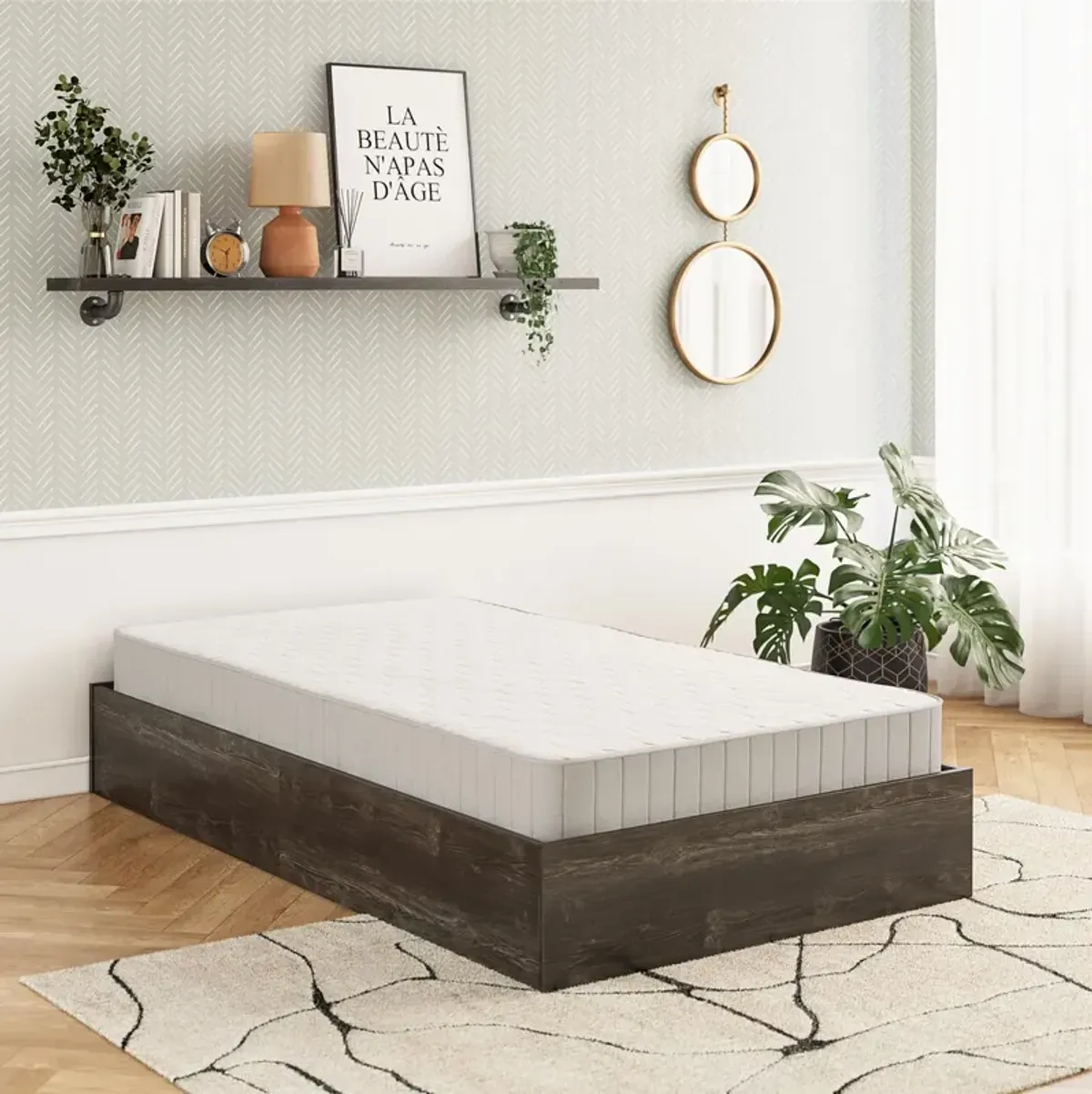 DreamSaver Platform Bed Frame with 6 Inch Mattress Included