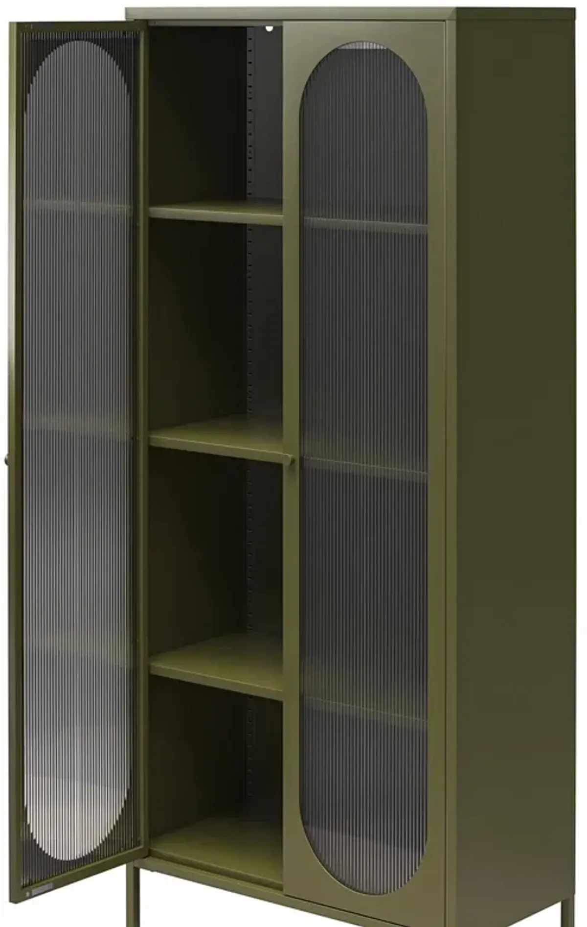 Luna Tall 2 Door Accent Cabinet with Fluted Glass