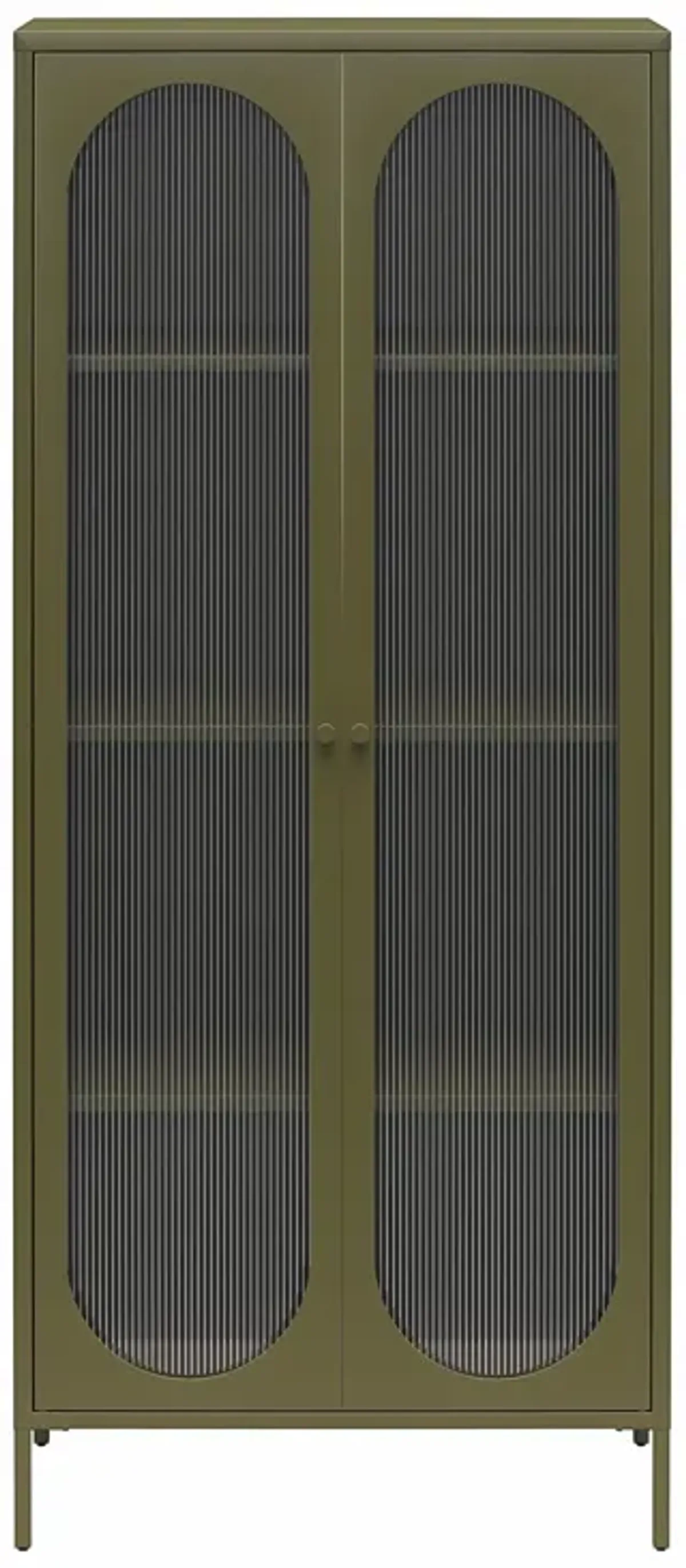 Luna Tall 2 Door Accent Cabinet with Fluted Glass