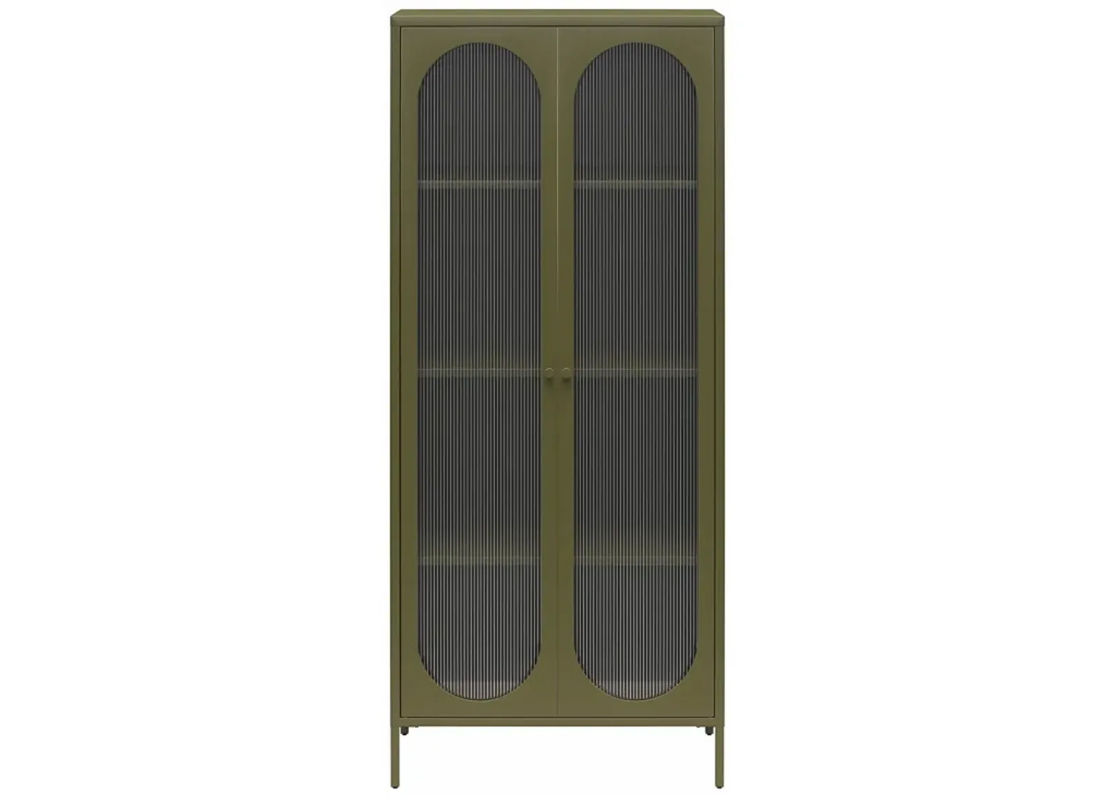 Luna Tall 2 Door Accent Cabinet with Fluted Glass