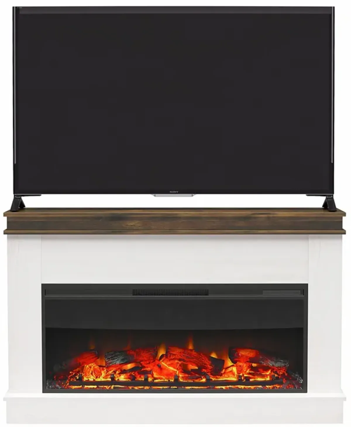 Mateo Wide Mantel with Linear Electric Fireplace and Remote for TVs up to 65"