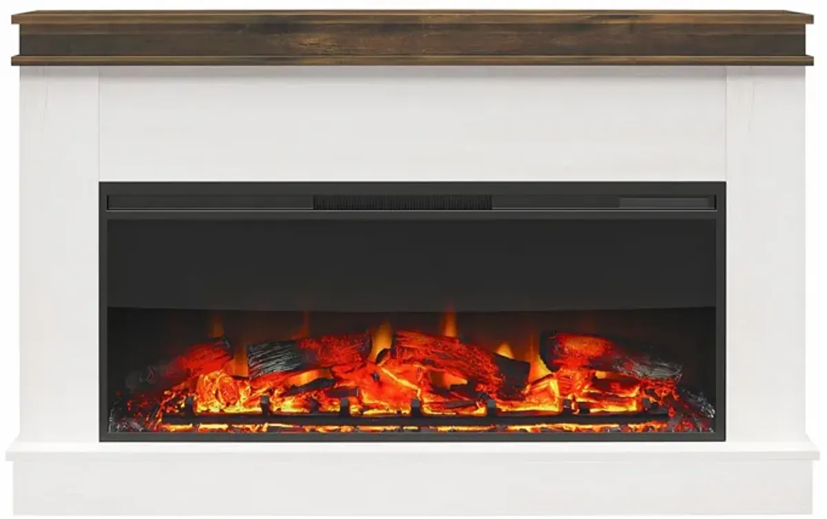 Mateo Wide Mantel with Linear Electric Fireplace and Remote for TVs up to 65"