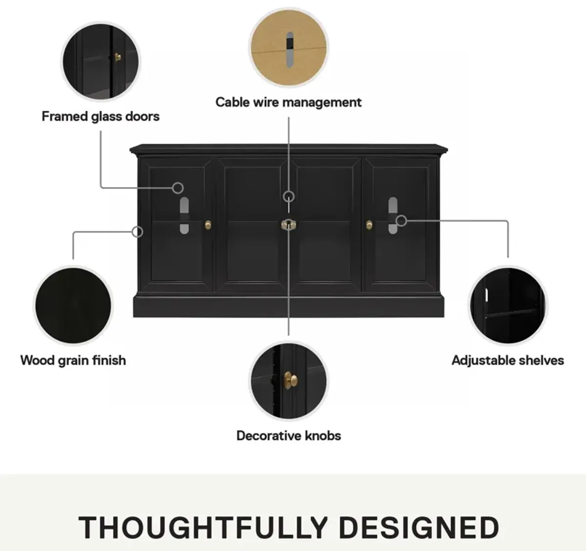 Everywhere Media Console with Storage for 65" TVs