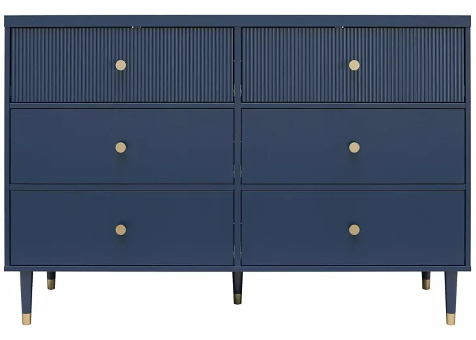 Elizabeth 6 Drawer Textured Dresser with Gold Knobs