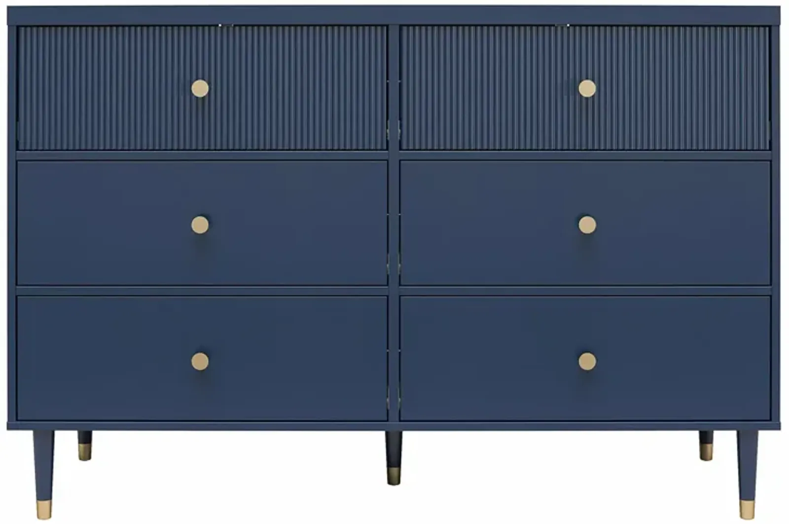 Elizabeth 6 Drawer Textured Dresser with Gold Knobs