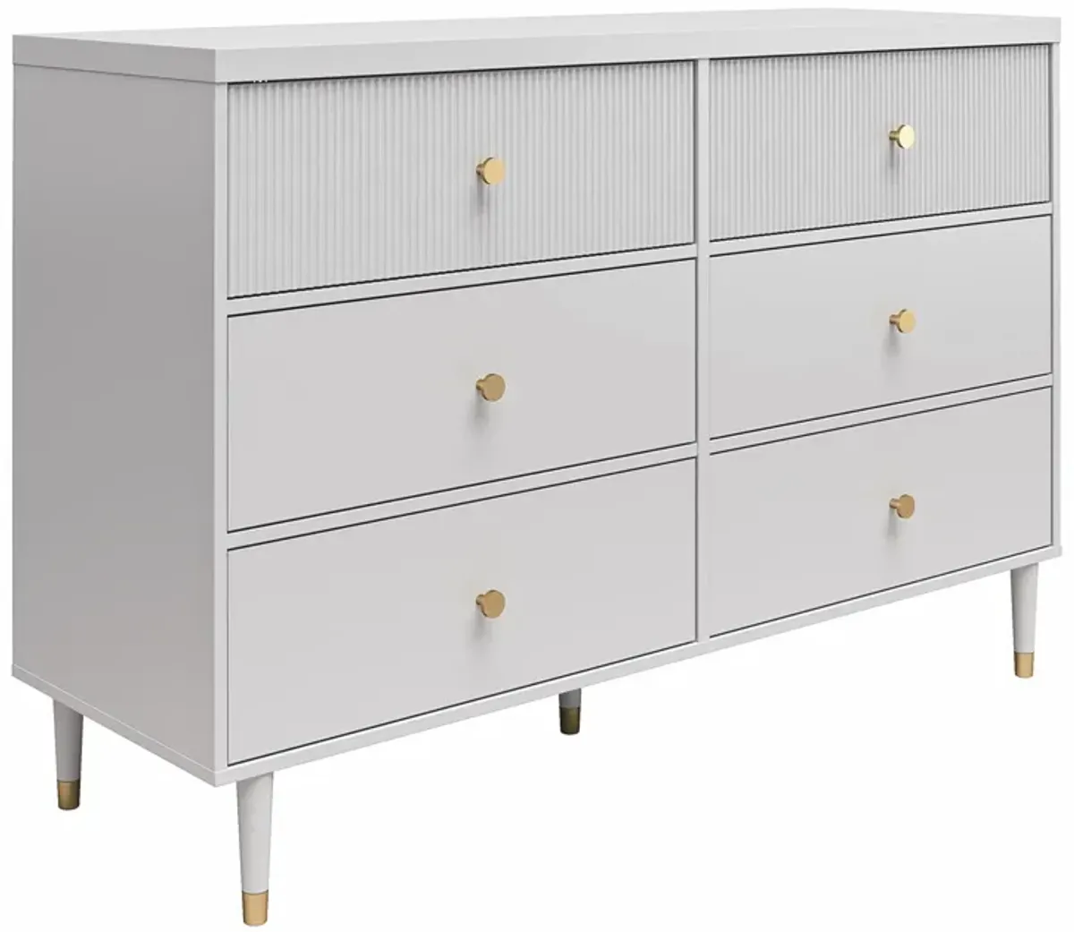 Elizabeth 6 Drawer Textured Dresser with Gold Knobs