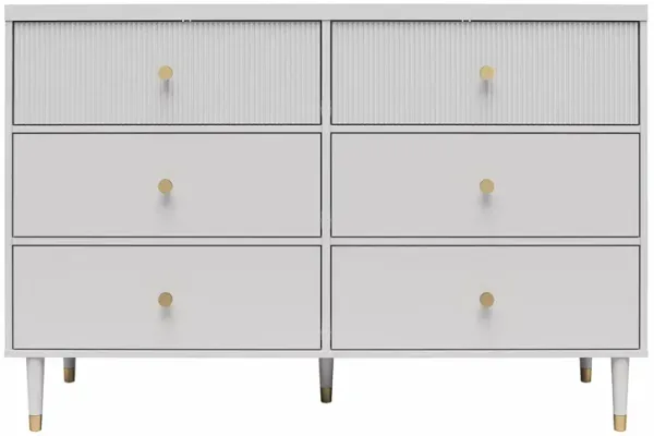 Elizabeth 6 Drawer Textured Dresser with Gold Knobs