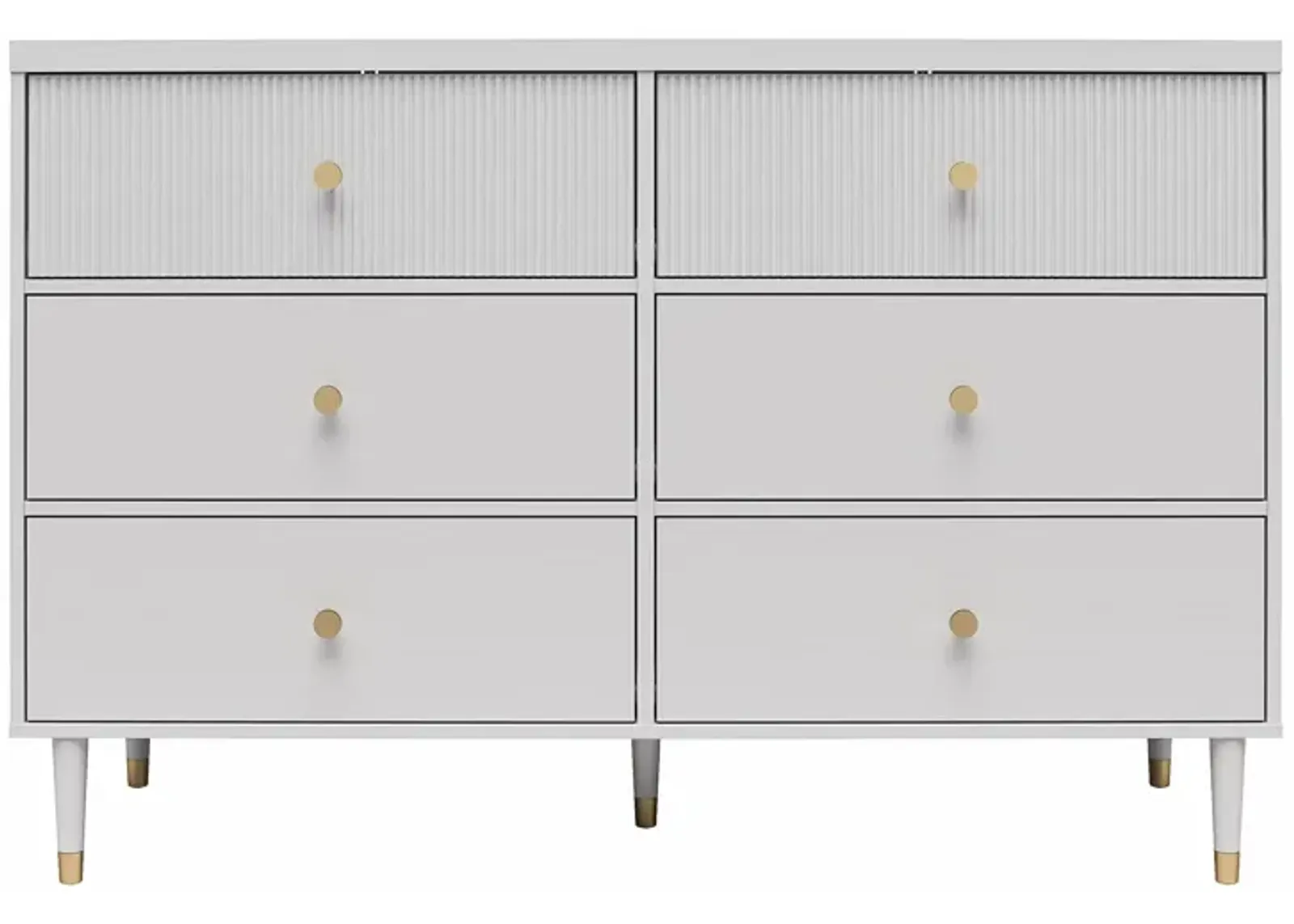 Elizabeth 6 Drawer Textured Dresser with Gold Knobs