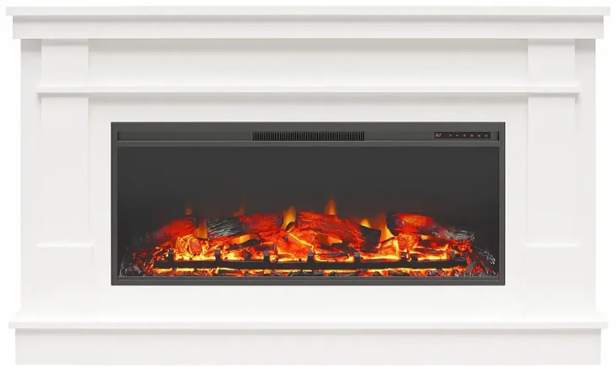 Elmcroft Wide Painted Mantel with 43" Linear Electric Fireplace Insert
