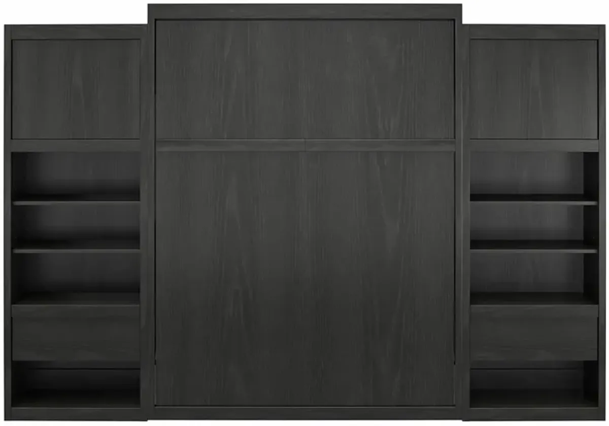 Paramount Queen Murphy Bed with 2 Side Cabinets and 8" Memory Foam Mattress