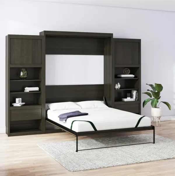Paramount Queen Murphy Bed with 2 Side Cabinets and 8" Memory Foam Mattress