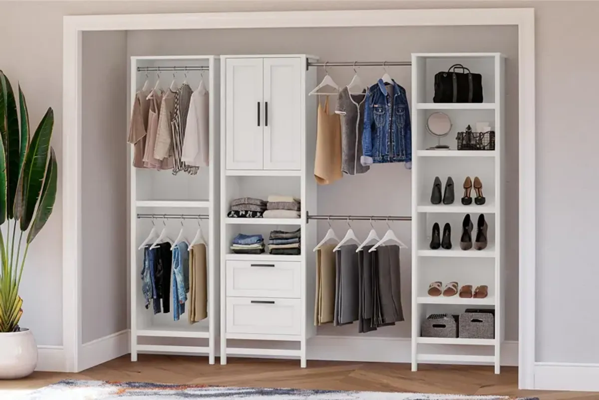 Luxe 6 Shelf Closet Tower with 3 Adjustable Clothing Rods