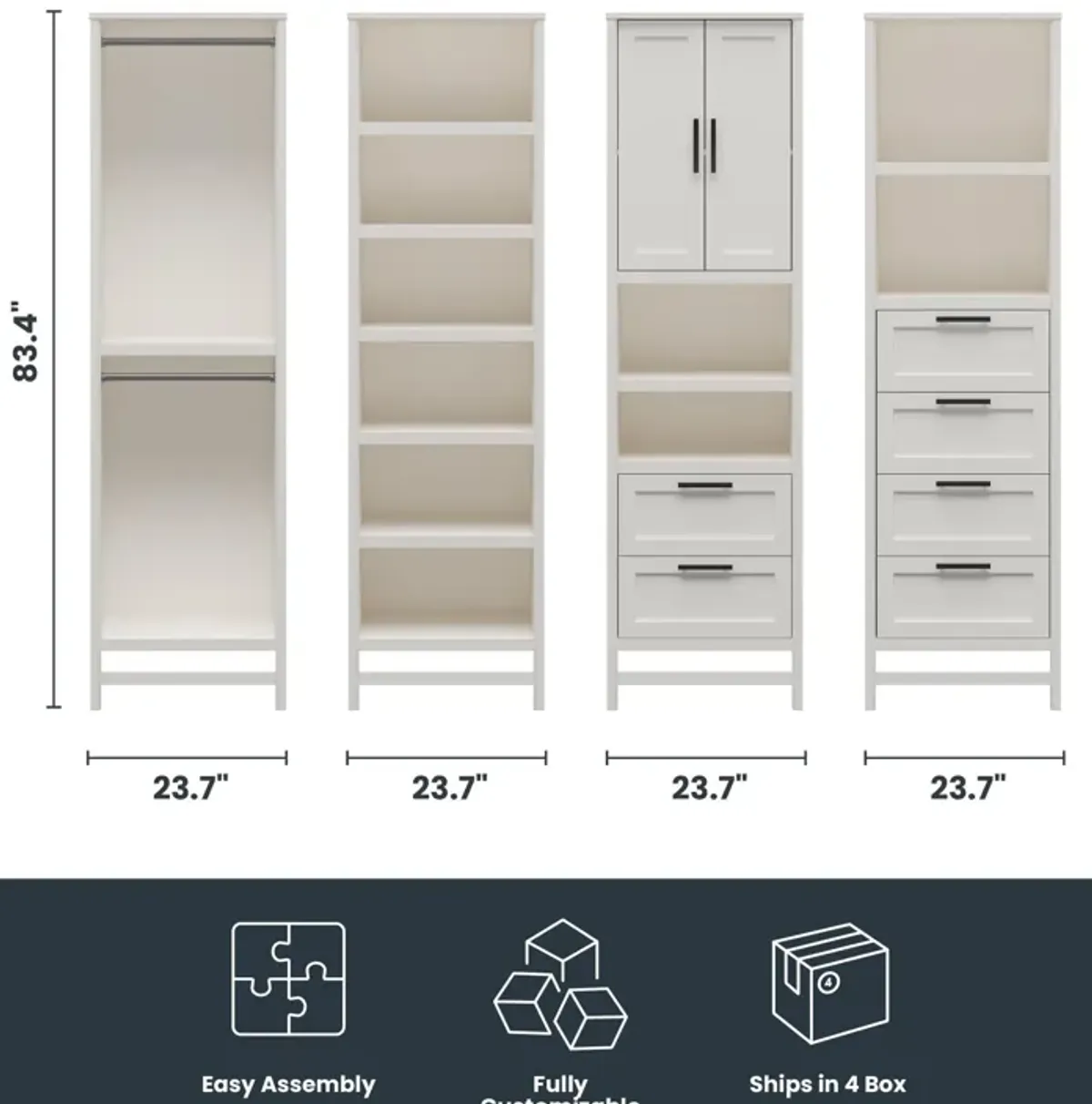 Luxe Wardrobe Closet Organizer 4-Piece Bundle