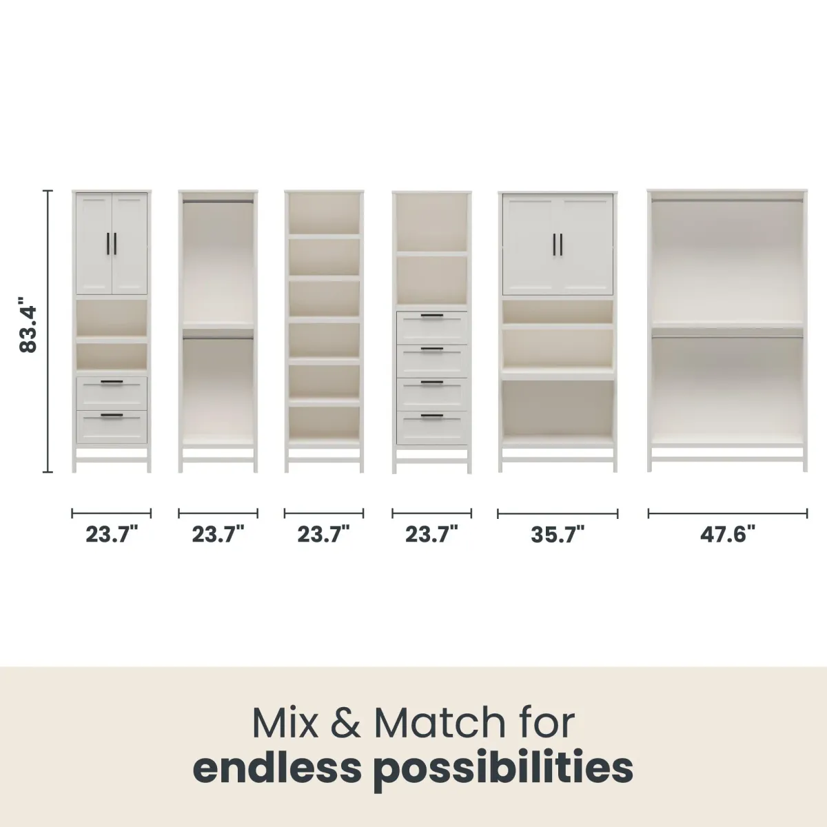 Luxe Wide Wardrobe Closet Organizer 4 Piece Bundle