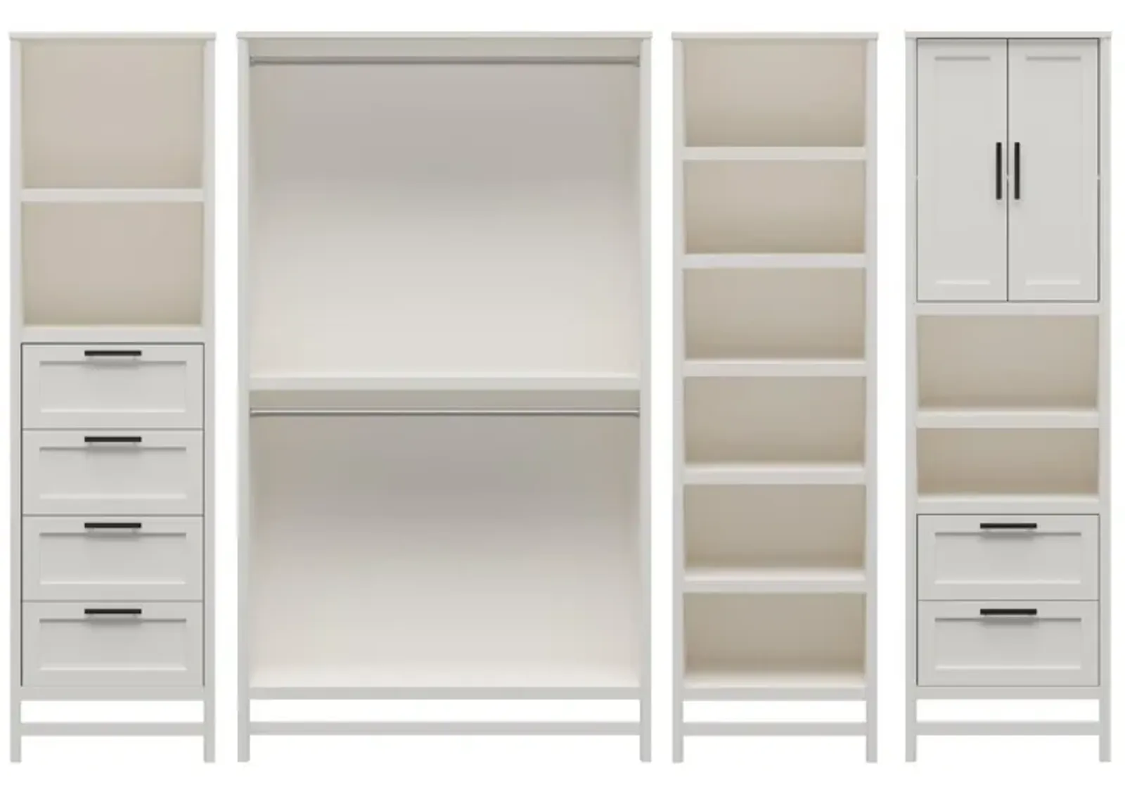 Luxe Wide Wardrobe Closet Organizer 4 Piece Bundle