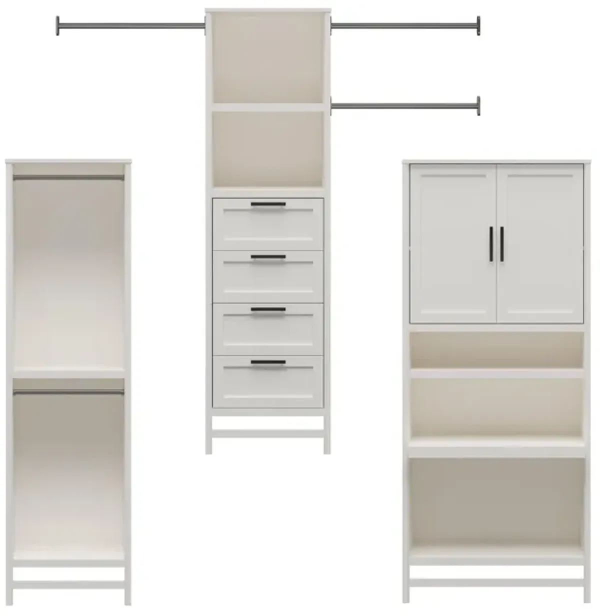 Luxe Wardrobe Closet Organizer with Vanity 3-Piece Bundle