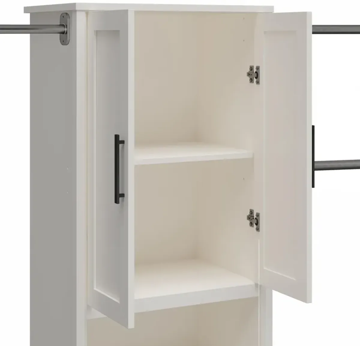 Luxe 2 Door, 2 Drawer Closet Tower with 3 Adjustable Clothing Rods