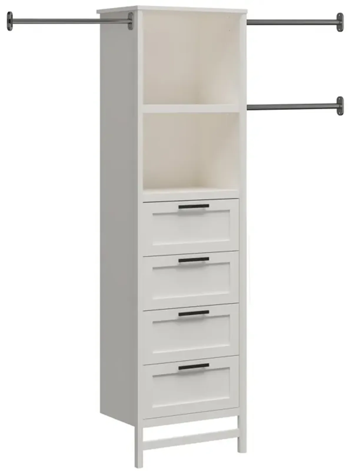 Luxe 4 Drawers and 3 Adjustable Clothing Rod Closet Tower