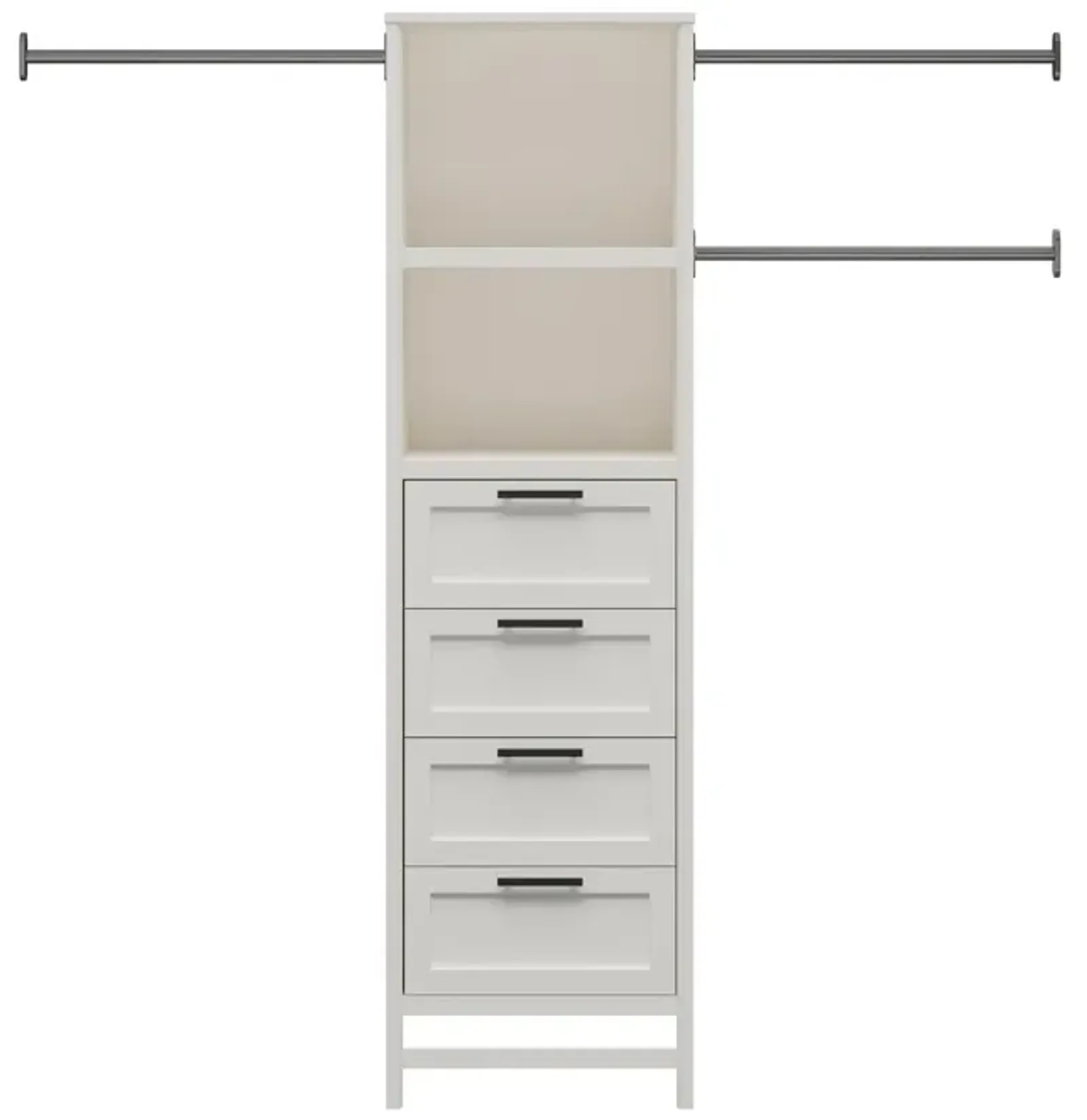 Luxe 4 Drawers and 3 Adjustable Clothing Rod Closet Tower