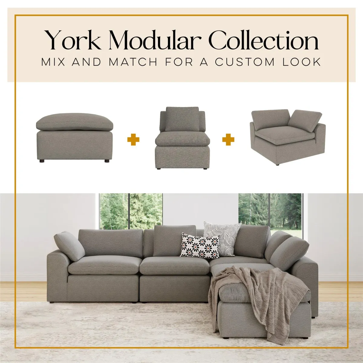 York Pit-Shaped Sectional Sofa Bundle