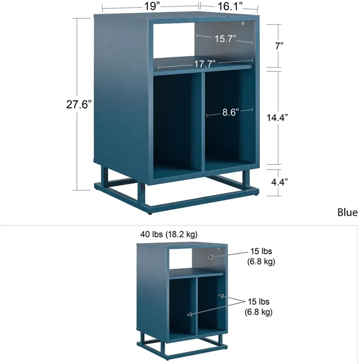 Regal Turntable Stand with 3 Open Cubbies