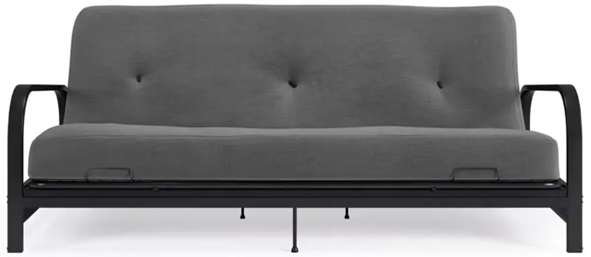 Axton Black Metal Arm Full Size Futon Frame with 6" Poly Fill Mattress