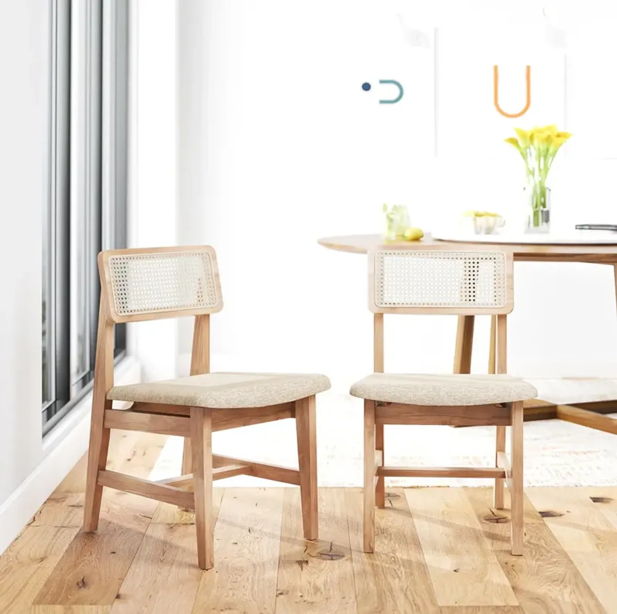 Eleni Cane Dining Chairs, Set of 2