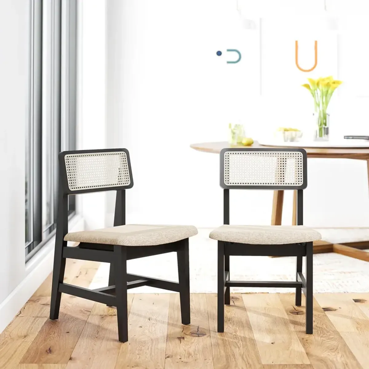 Eleni Cane Dining Chairs, Set of 2