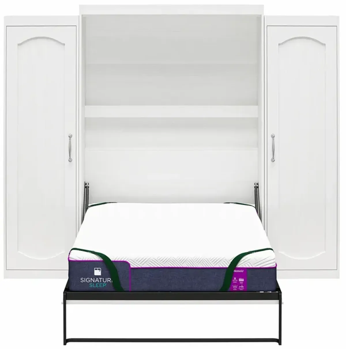 Her Majesty Queen Size Murphy Bed with 2 Side Cabinets and 8" Memory Foam Mattress