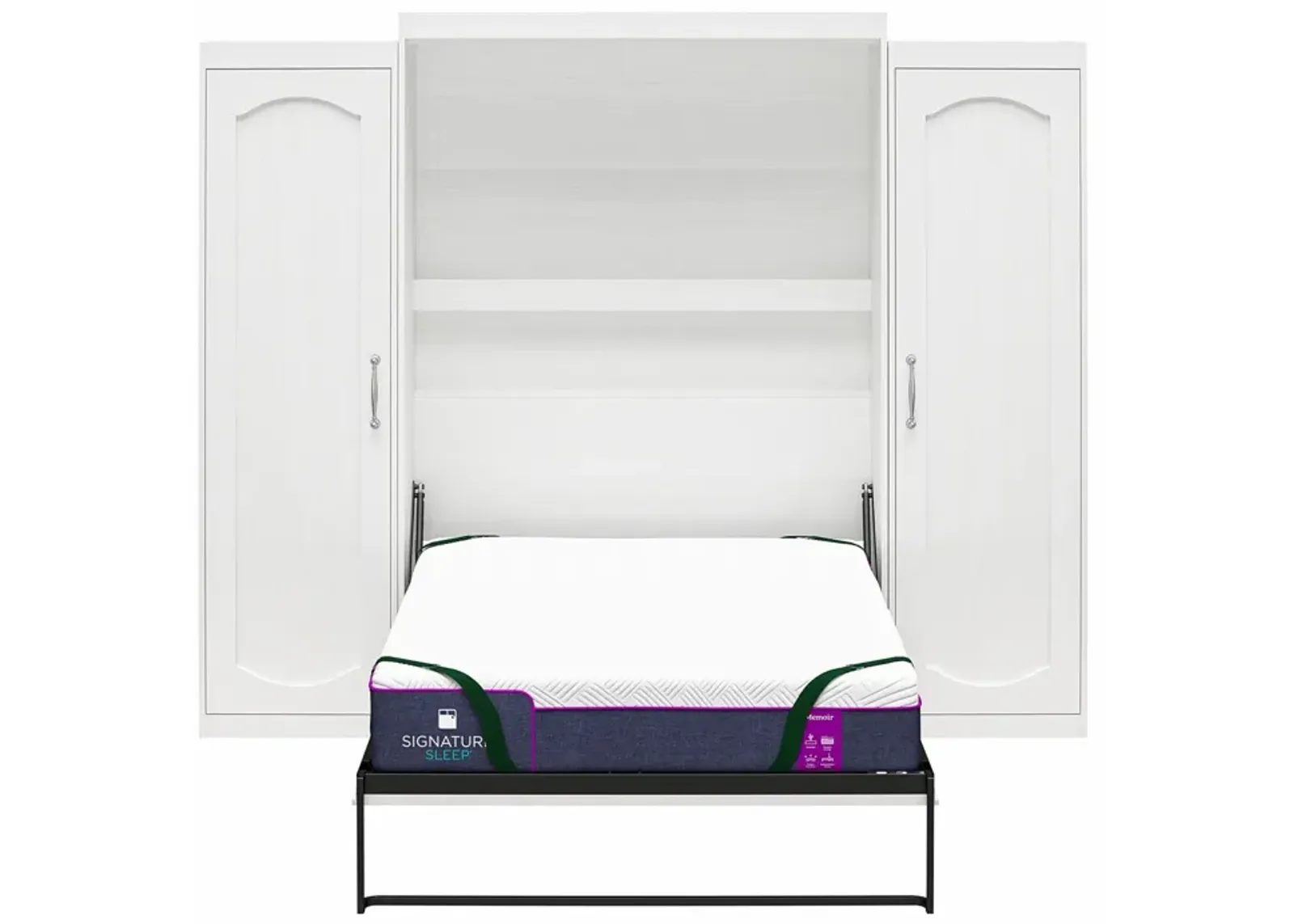 Her Majesty Queen Size Murphy Bed with 2 Side Cabinets and 8" Memory Foam Mattress