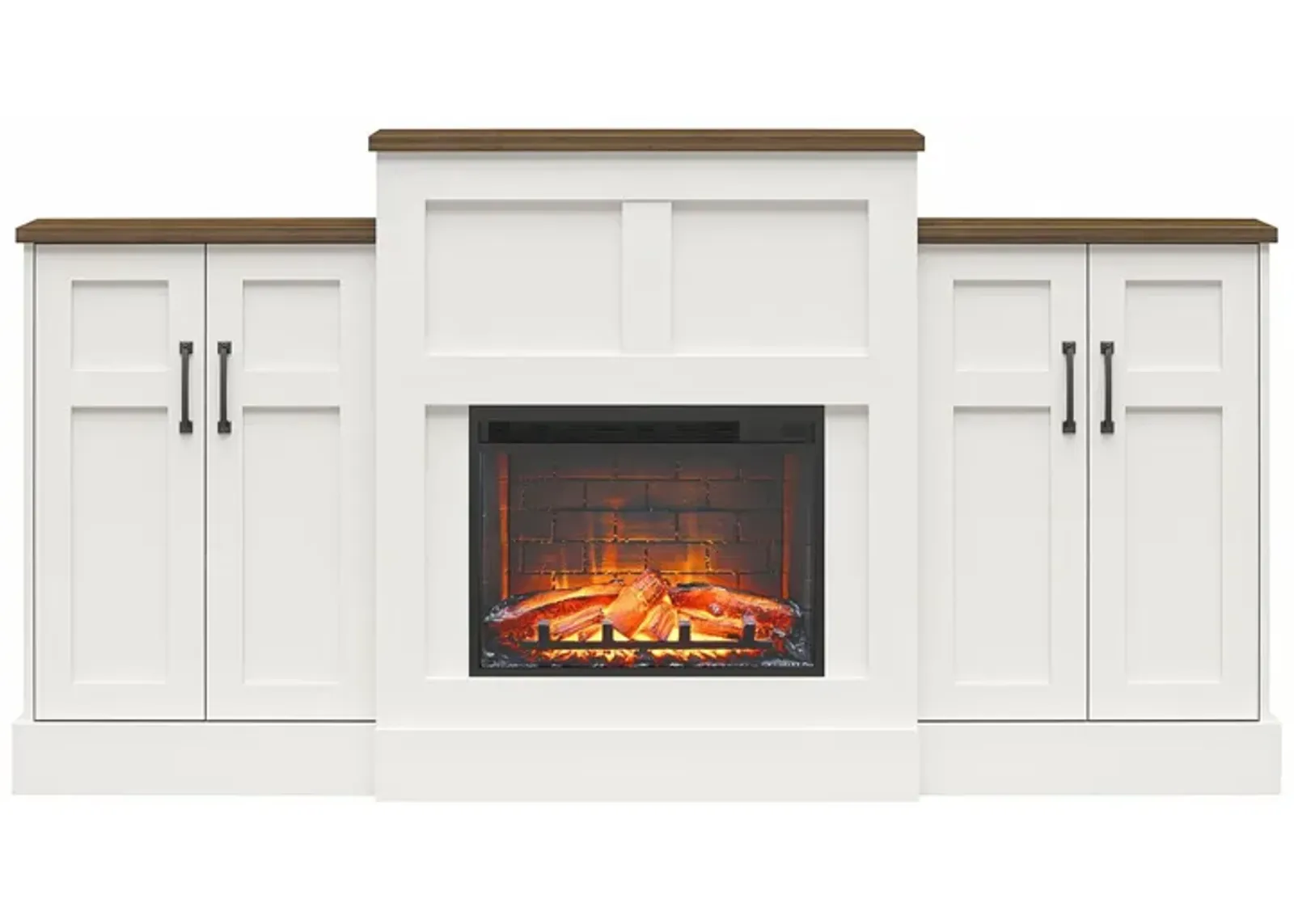 Hattie Mantel with Electric Fireplace and Built-In Side Storage Cabinets