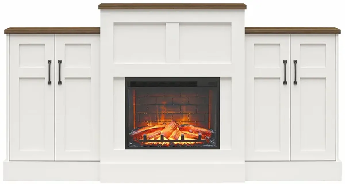 Hattie Mantel with Electric Fireplace and Built-In Side Storage Cabinets