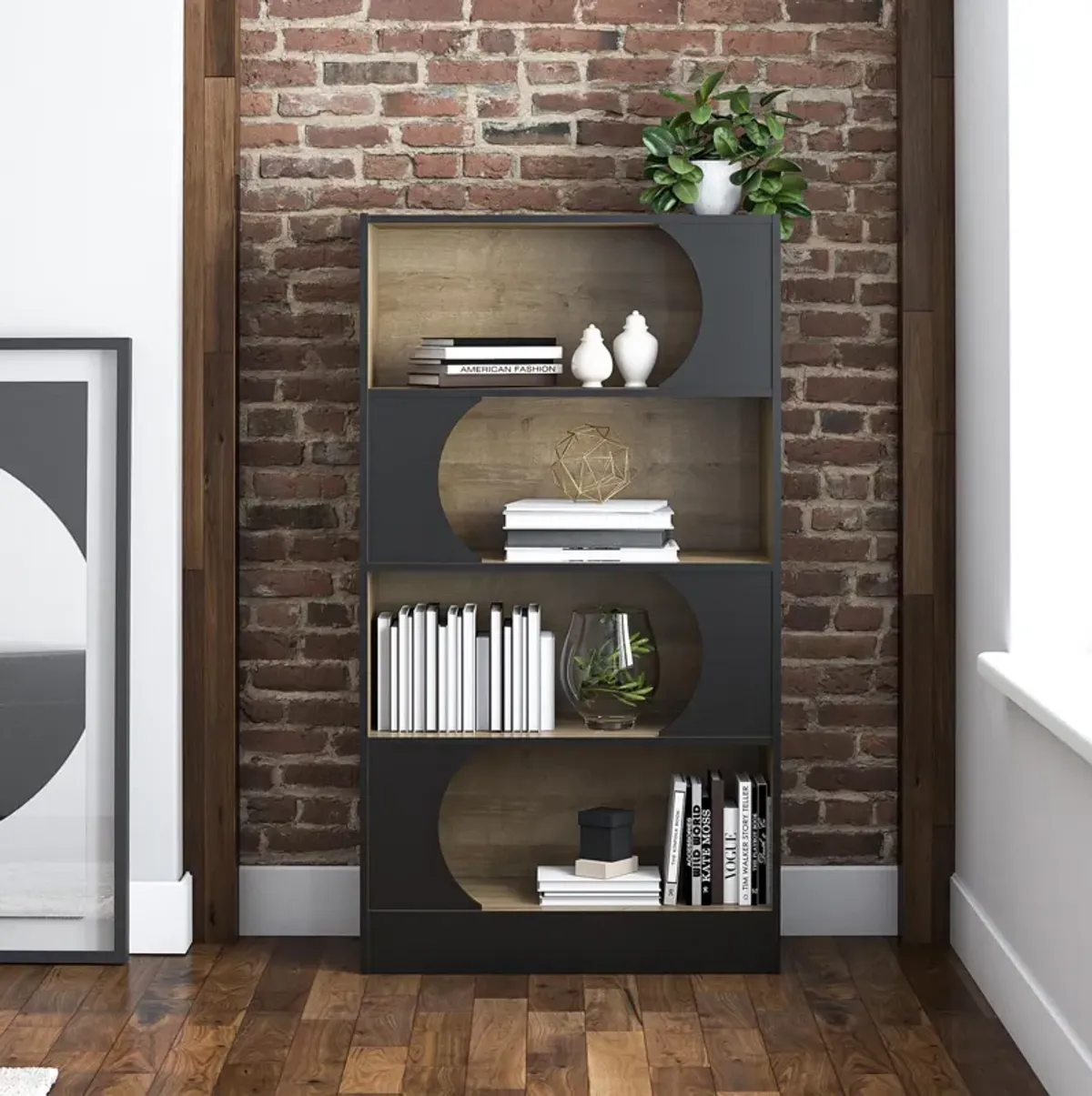 Delmar Retro 2-Tone Bookcase