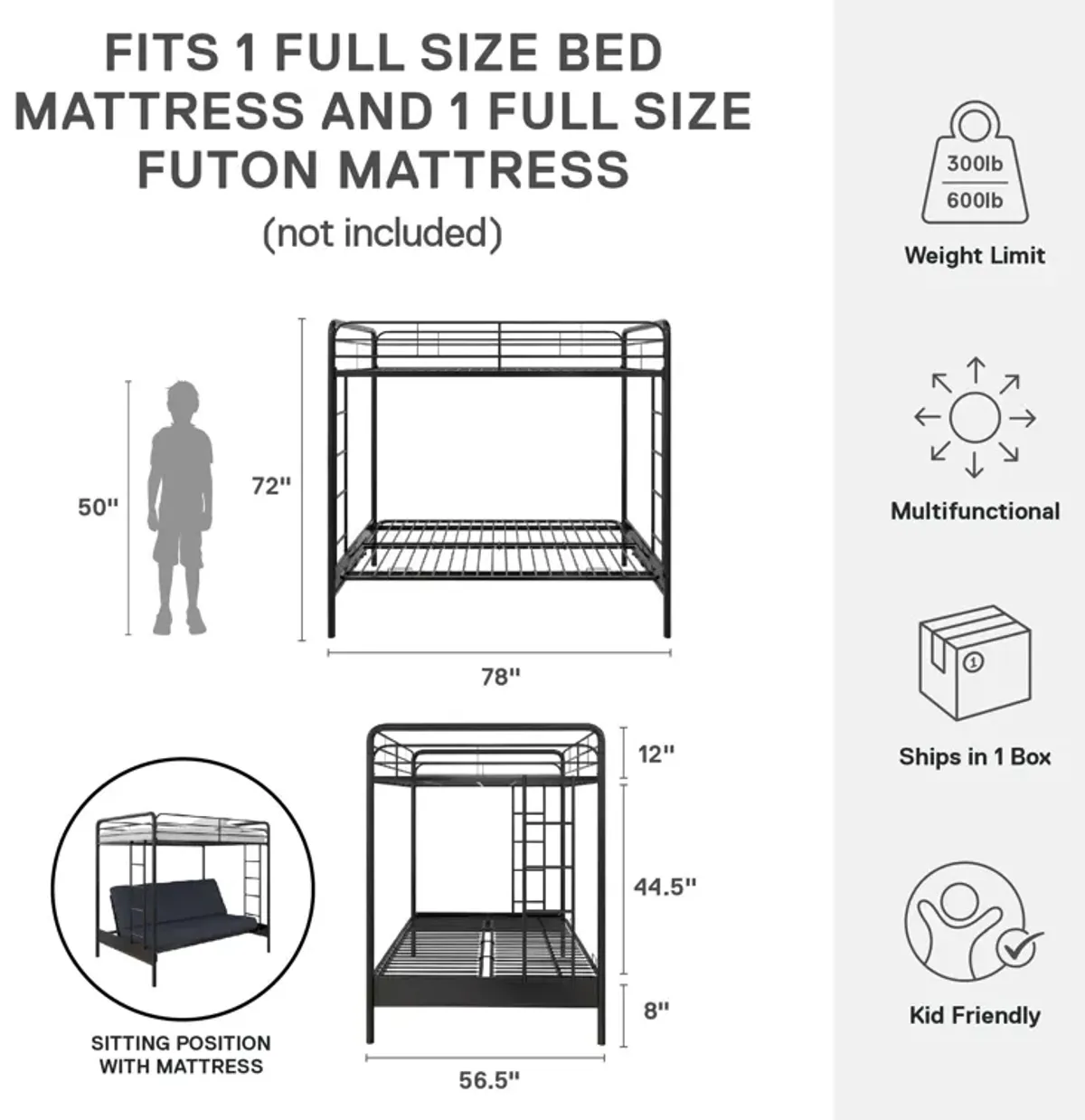 Sammie Full over Futon Metal Bed