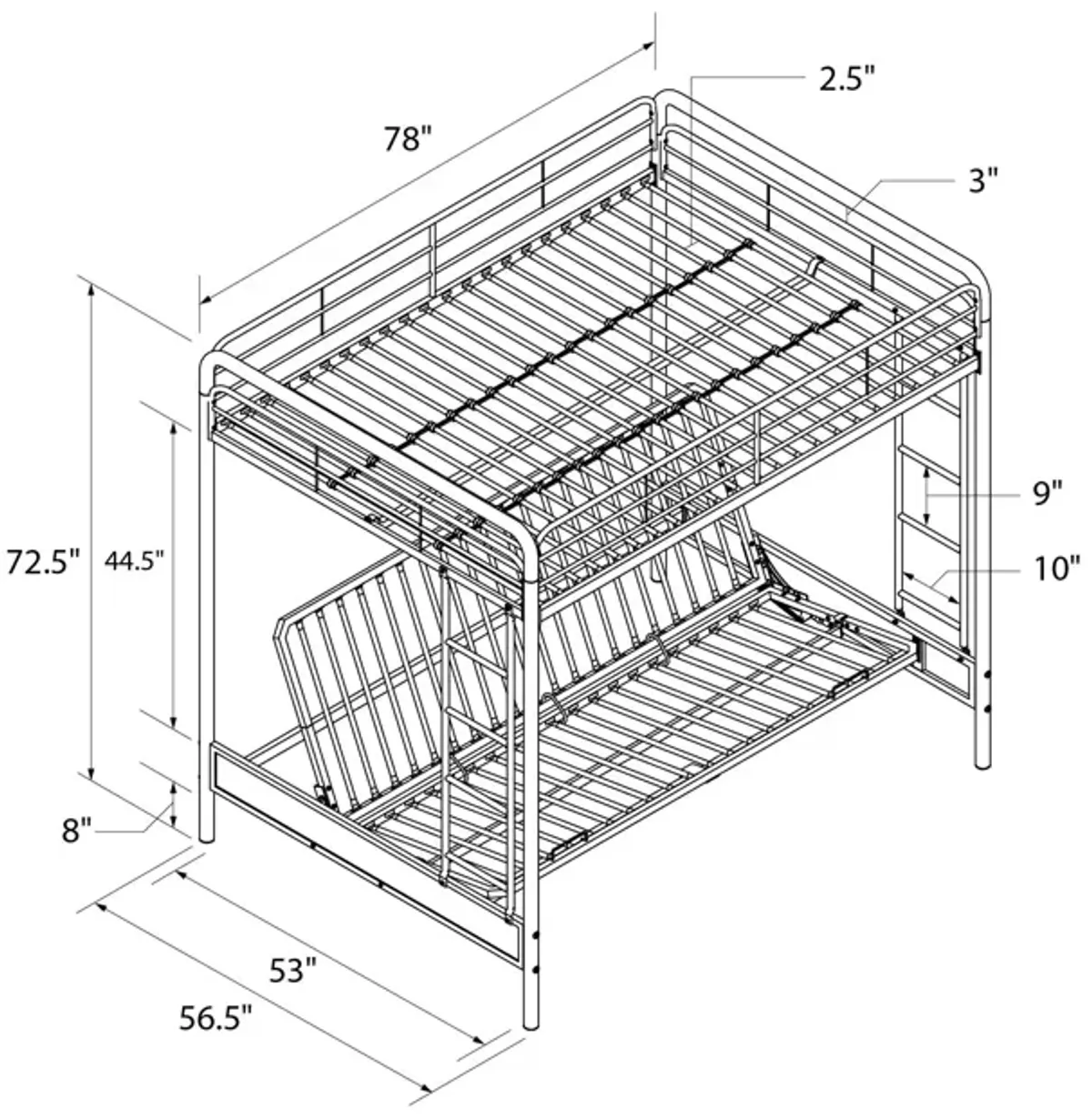 Sammie Full over Futon Metal Bed