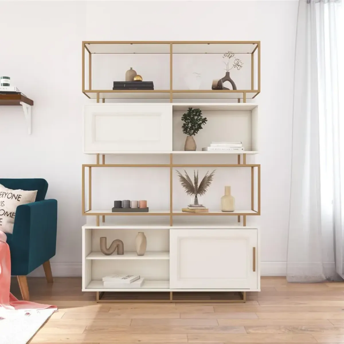 Goldie Modern Contemporary Bookcase Room Divider