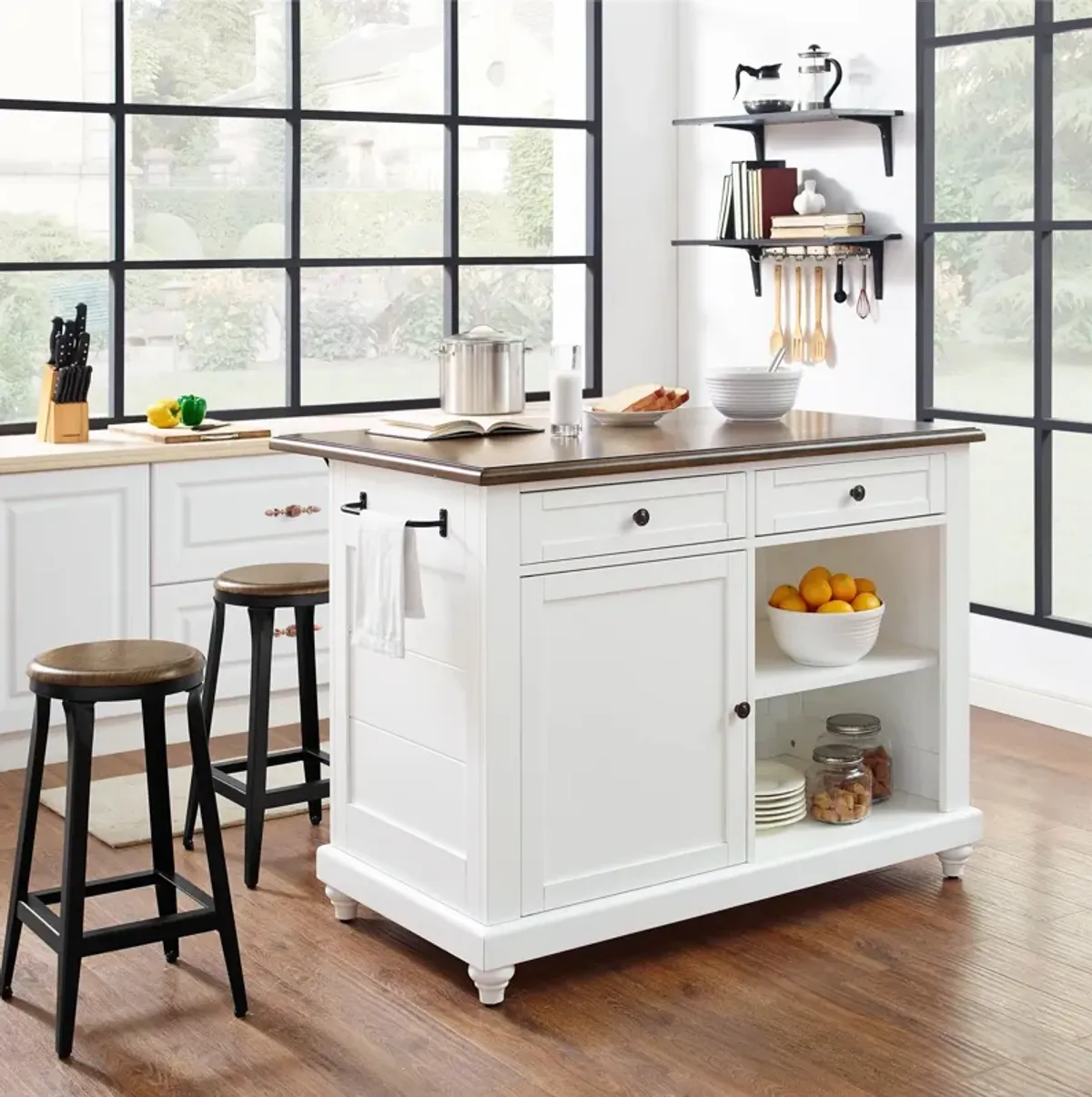 Kelsey Kitchen Island with 2 Stools and Drawers