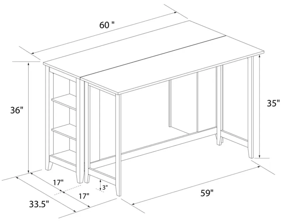 Jorden 3 Piece Counter Height Drop-Leaf Dining Set