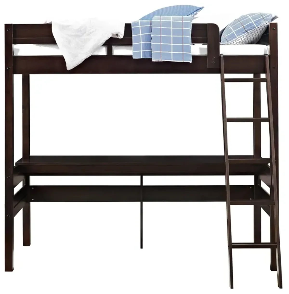 Harlan Twin Size Loft Bed with Desk and Ladder