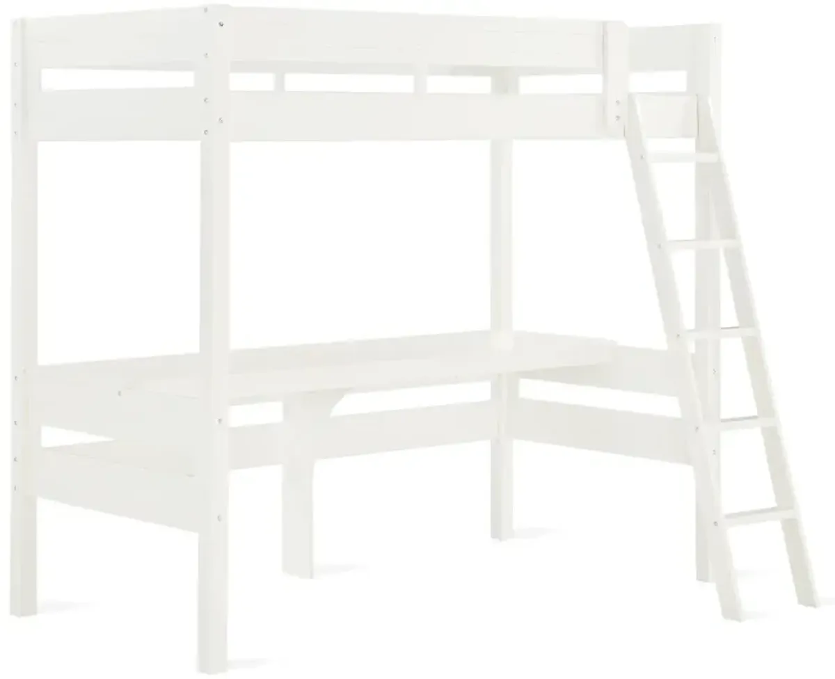 Harlan Twin Size Loft Bed with Desk and Ladder