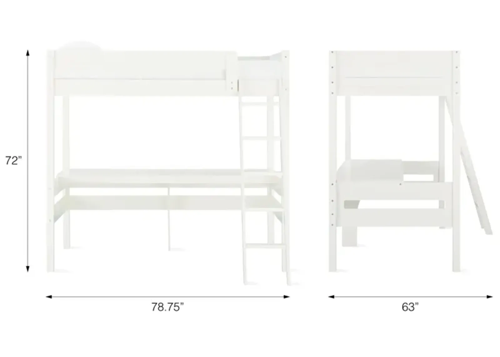 Harlan Twin Size Loft Bed with Desk and Ladder