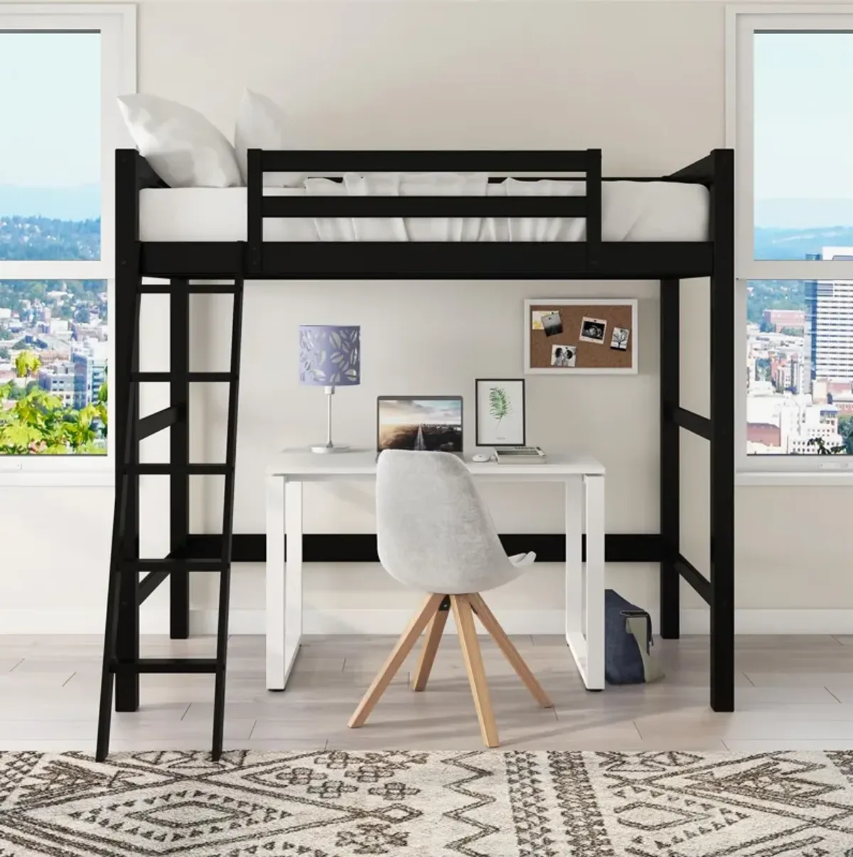 Kiarah Twin Loft Bed with Ladde