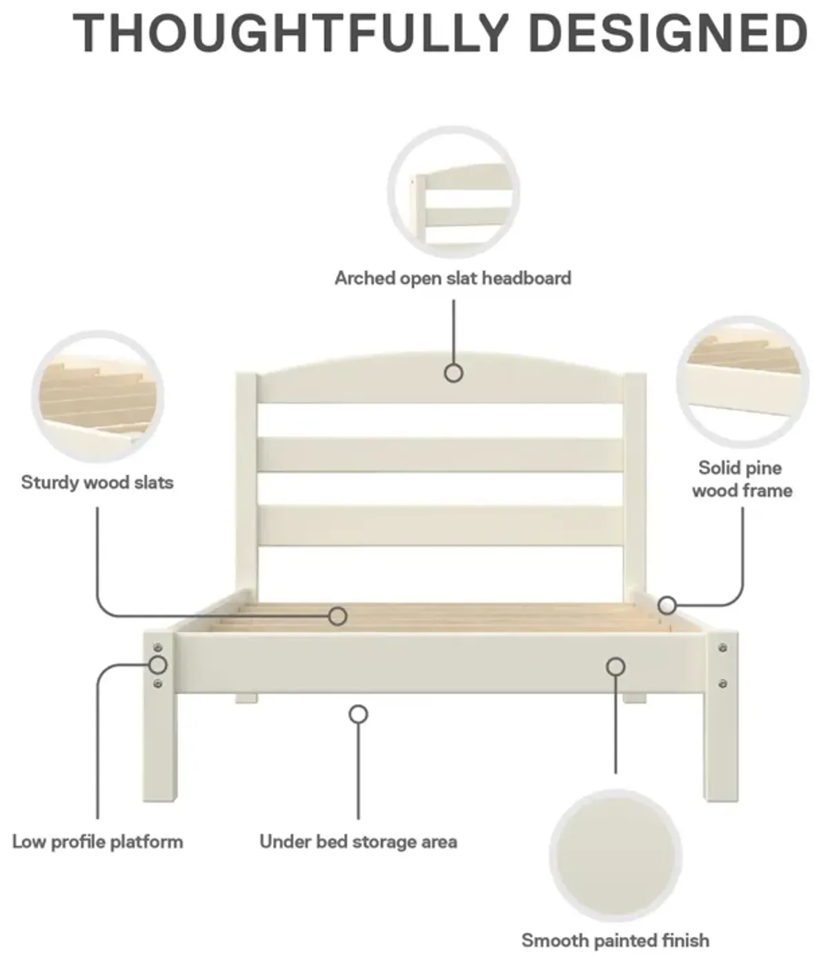 Braylon Wooden Bed Frame with Wood Slats