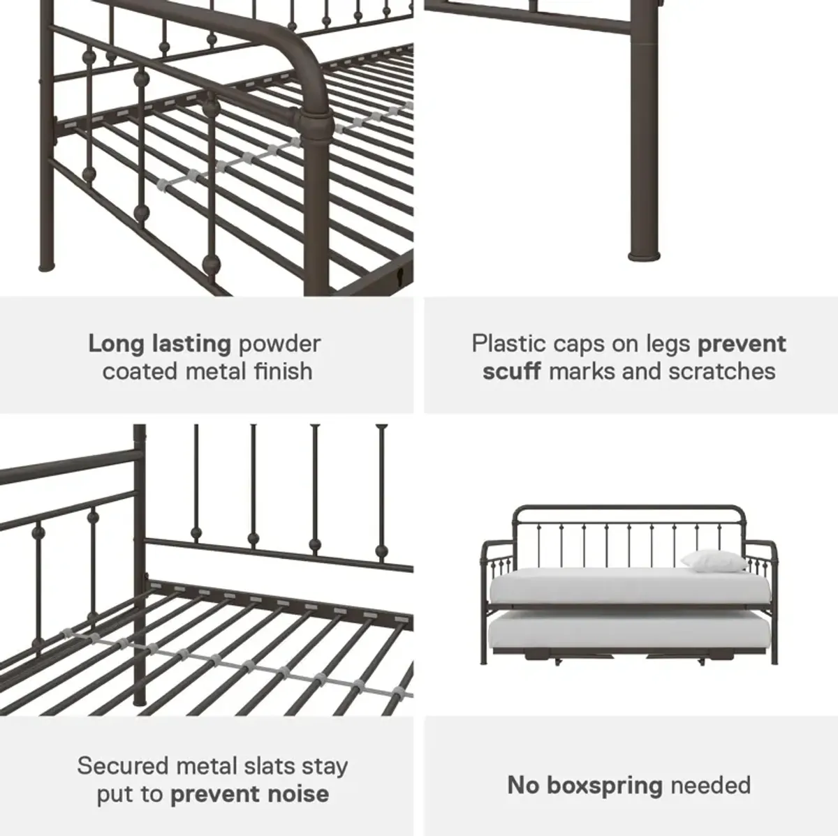 Locky Metal Daybed with Pop Up Trundle Bed