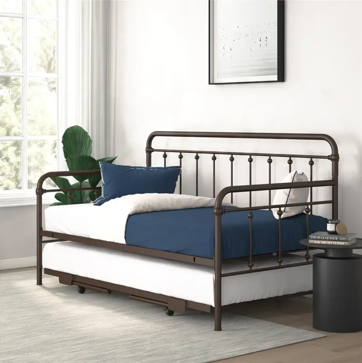 Locky Metal Daybed with Pop Up Trundle Bed